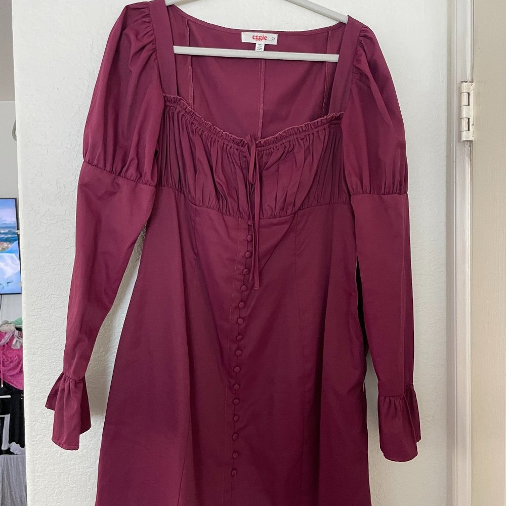 Eggie midi dress in a reddish plumb